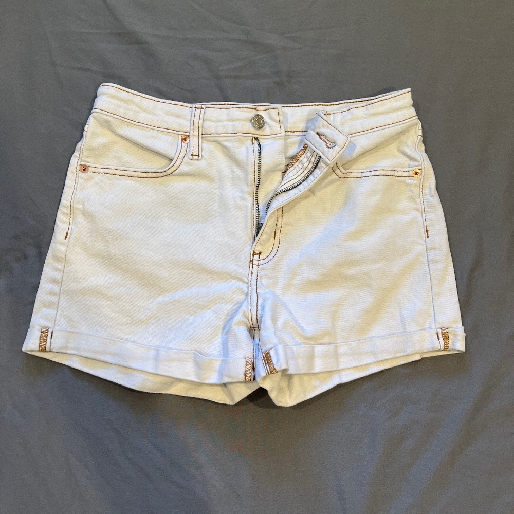 White jean shorts